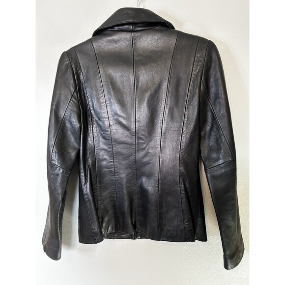 Anne Klein Genuine Leather Black Small Coat - Picture 2 of 13